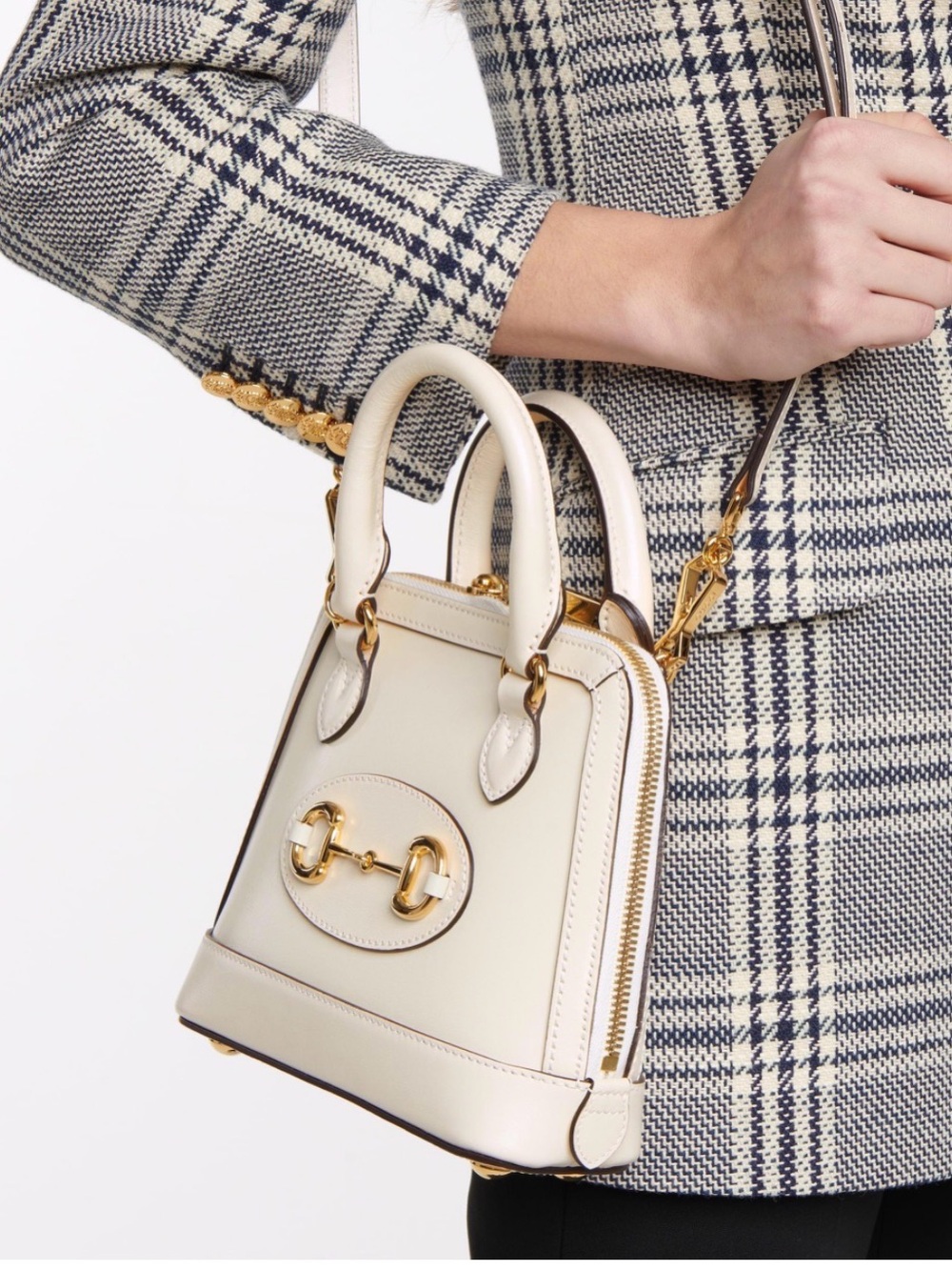 GUCCI Beige Smooth Leather 1955 Horsebit Mini
